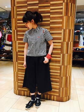 「ギンガムチェックシャツ」｜tomomiさん（レディース・153cm）の春コーディネート