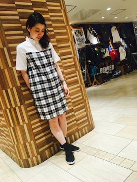 「FRED PERRY（フレッドペリー）のアイテム（シャツワンピース）」を使った、tomomiさん（レディース・153cm）の春コーディネート