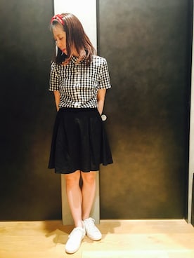 「ギンガムチェックシャツ」｜tomomiさん（レディース・153cm）の春コーディネート