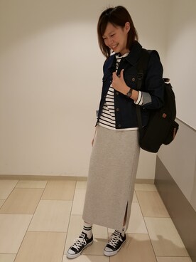 「AS KNOW AS PINKY（アズノゥアズピンキー）のアイテム（デニムジャケット）」を使った、maaiさん（レディース・168cm）の春コーディネート