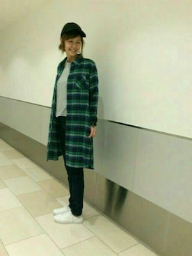 「AS KNOW AS PINKY（アズノゥアズピンキー）のアイテム（シャツワンピース）」を使った、maaiさん（レディース・167cm）の夏コーディネート