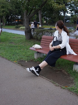 「ポニーテール」｜「アイテム（シャツワンピース）」を使った、Sachiko＊＊さん（レディース・160cm）の夏コーディネート