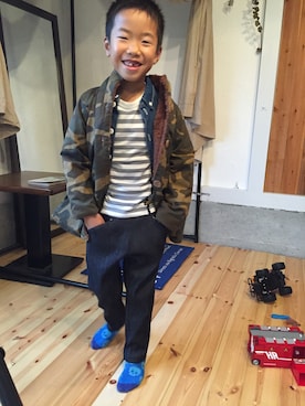 「Handmade（ハンドメイド）のアイテム（ダウンジャケット/コート）」を使った、kohaaaaさん（キッズ・127cm）の冬コーディネート