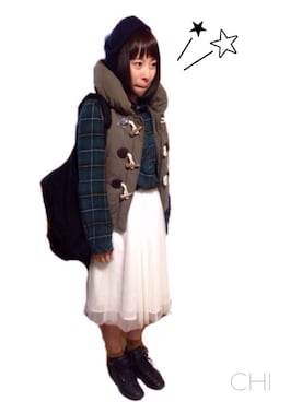 「雨」｜「アイテム（ハンチング/ベレー帽）」を使った、よしかわさん（レディース・153cm）の秋コーディネート