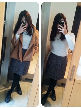 「アイテム（ステンカラーコート）」を使った、asamiさん（レディース・158cm・10代）の冬コーディネート