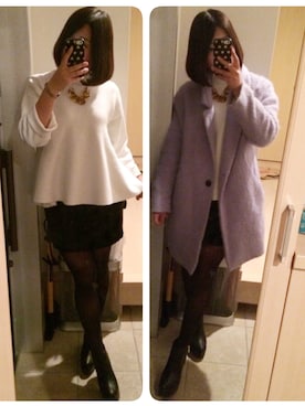 「ぺプラムトップス」｜「アイテム（その他アウター）」を使った、asamiさん（レディース・156cm）の冬コーディネート