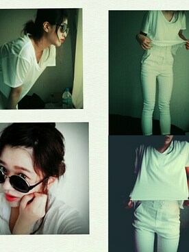 「SLY（スライ）のアイテム（パンツ、ホワイト系）」を使った、mi.asaさん（レディース・163cm）の秋コーディネート