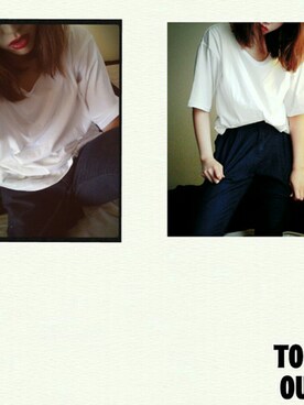 「EMODA（エモダ）のアイテム（トップス、ホワイト系）」を使った、mi.asaさん（レディース・163cm）の秋コーディネート