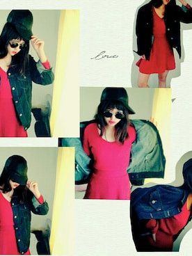 「rienda（リエンダ）のアイテム（ワンピース/ドレス、レッド系）」を使った、mi.asaさん（レディース・163cm）の秋コーディネート