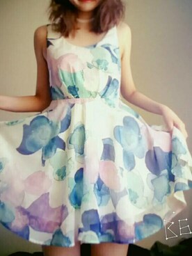 「MURUA（ムルーア）のアイテム（ワンピース/ドレス、ブルー系）」を使った、mi.asaさん（レディース・163cm）の秋コーディネート