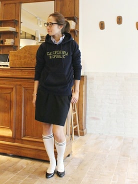 「FRAMeWORK（フレームワーク）のアイテム（ソックス/靴下）」を使った、haruさん（レディース・163cm）の秋コーディネート