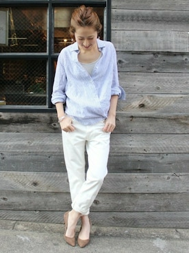 「ブルー x ホワイト」｜haruさん（レディース・163cm）の冬コーディネート