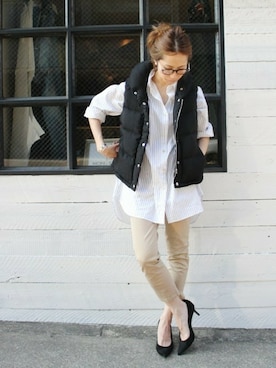 「FRAMeWORK（フレームワーク）のアイテム（ダウンベスト）」を使った、haruさん（レディース・163cm）の秋コーディネート