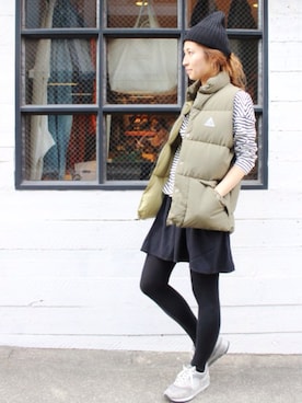 「FRAMeWORK（フレームワーク）のアイテム（ダウンベスト）」を使った、haruさん（レディース・163cm）の秋コーディネート