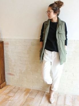 「FRAMeWORK（フレームワーク）のアイテム（ベスト）」を使った、haruさん（レディース・163cm）の春コーディネート