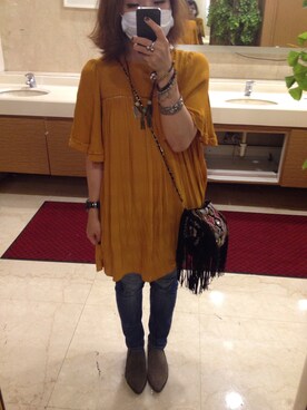「ZARA KIDSのアイテム（チュニック）」を使った、培333さん（レディース・153cm）の春コーディネート