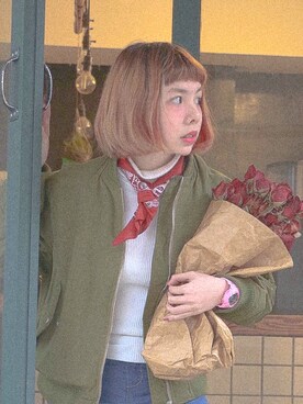 「アイテム（アナログ腕時計、ピンク系）」を使った、げんさん（レディース・156cm）の冬コーディネート