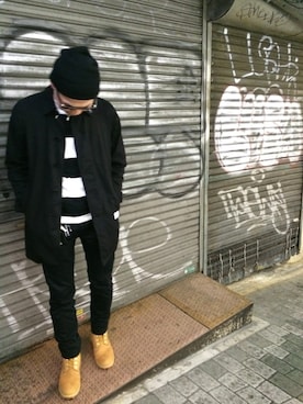 「BEAUTY&YOUTH UNITED ARROWS（ビューティーアンドユースユナイテッドアローズ）のBY ミドルボーダー クルーネック ロングスリーブ（Tシャツ/カットソー、ブラック系）」を使った、Takuya"KWC"Kawachiさん（メンズ・169cm）の春コーディネート