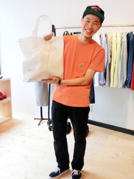 「DEADSTOCK SNAPBACK KNICKS（キャップ、ブラック系）」を使った、Takuya"KWC"Kawachiさん（メンズ・169cm）の夏コーディネート