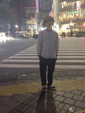 「COMME des GARCONS SHIRT（コムデギャルソンシャツ）のアイテム（シャツ/ブラウス、ホワイト系）」を使った、Takuya"KWC"Kawachiさん（メンズ・169cm）の夏コーディネート