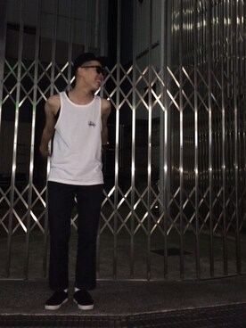 「NEWERAのNEWERA 8-PANEL 19TWENTY（キャップ、ブラック系）」を使った、Takuya"KWC"Kawachiさん（メンズ・169cm）の夏コーディネート