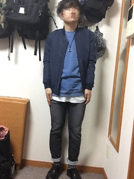 「CIAOPANIC TYPY（チャオパニックティピー）のアイテム（MA-1）」を使った、しろ。さん（メンズ・168cm）の秋コーディネート