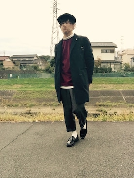 「アイテム（チェスターコート）」を使った、しろ。さん（メンズ・168cm・10代）の秋コーディネート