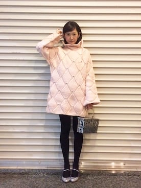 「ピンクニット」｜あわつまいさん（レディース・153cm）の冬コーディネート