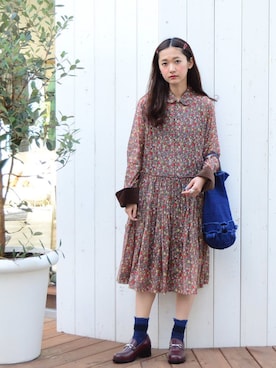 「tricot COMME des GARCONS（トリココムデギャルソン）のアイテム（ワンピース）」を使った、あわつまいさん（レディース・155cm）の春コーディネート