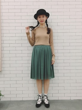 「くるりんぱヘアー」｜あわつまいさん（レディース・153cm）の夏コーディネート