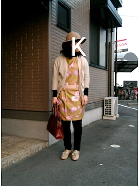 「ツバ広ハット」｜「アイテム（ブーティ）」を使った、亀子さん（レディース・162cm）の冬コーディネート