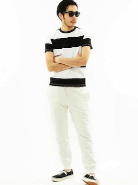 「BEAMS PLUS（ビームスプラス）のアイテム（Tシャツ/カットソー）」を使った、kyosukekubotaさん（メンズ・183cm）の夏コーディネート