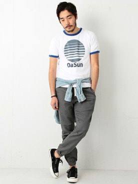「BEAMS PLUS（ビームスプラス）のアイテム（Tシャツ/カットソー）」を使った、kyosukekubotaさん（メンズ・183cm）の夏コーディネート