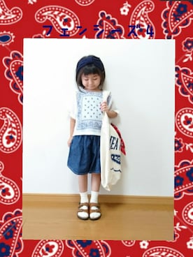 「アイテム（ヘアアクセサリー、ブルー系）」を使った、mrimyuさん（キッズ・110cm）の秋コーディネート