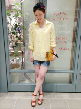 「SLOBE IENA（スローブイエナ）のアイテム（サンダル）」を使った、エリソン横浜　スタッフ1さん（メンズ・156cm）の春コーディネート