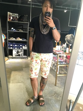 「アイテム（マフラー）」を使った、heatzさん（メンズ・180cm）の夏コーディネート