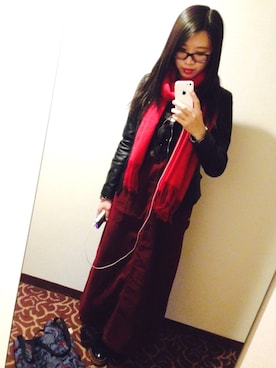 「red」｜「アイテム（モカシン/デッキシューズ）」を使った、May Lamさん（レディース・153cm）の春コーディネート