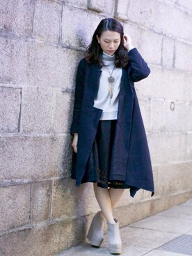 「アイテム（ブーツ、シルバー系）」を使った、Joemarylhyさん（レディース・160cm）の冬コーディネート