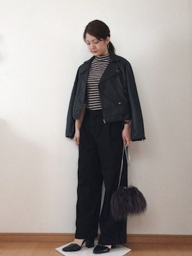 「フープイヤリング」｜「アイテム（ジャケット/アウター）」を使った、なむさん（レディース・156cm）の秋コーディネート