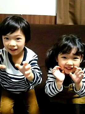 「GLOBAL WORK（グローバルワーク）のアイテム（オールインワン・サロペット）」を使った、YaMaTo&Yu-HIさん（キッズ・100cm）の秋コーディネート