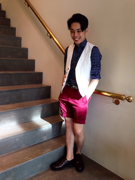 「CROCKETT&JONES（クロケットアンドジョーンズ）のアイテム（その他シューズ）」を使った、UNITEDARROWSTAIPEI_MENSさん（メンズ・169cm）の夏コーディネート