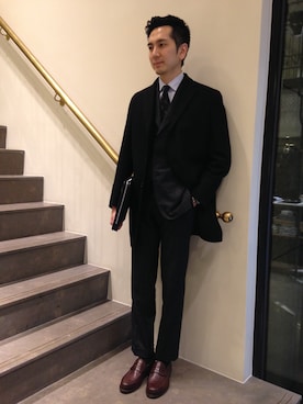 「united arrows」｜「アイテム（ピーコート）」を使った、UNITEDARROWSTAIPEI_MENSさん（メンズ・180cm）の冬コーディネート