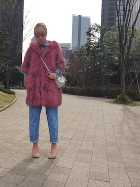 「フォックスファー」｜「アイテム（その他アウター）」を使った、junnaさん（レディース・161cm）の冬コーディネート
