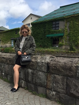 「SAINT LAURENT PARIS（サンローランパリ）のアイテム（ミリタリージャケット）」を使った、junnaさん（レディース・161cm）の夏コーディネート