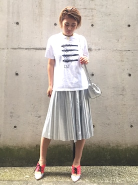 「CAT COPY（キャットコピー）のアイテム」を使った、junnaさん（レディース・161cm）の夏コーディネート