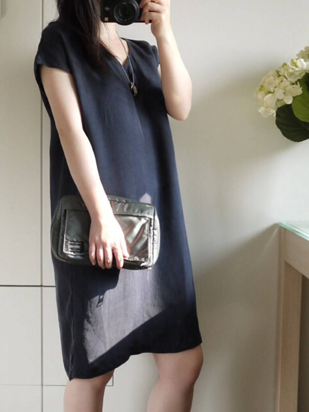 「IENAのアイテム（ワンピース、ブルー系）」を使った、imkishiさん（レディース・158cm）の夏コーディネートの1枚目の写真