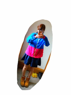 「雨」｜「アイテム（ナイロンジャケット）」を使った、なみこさん（レディース・155cm）の春コーディネート