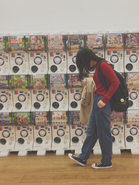 「黒リュック」｜「アイテム（トレンチコート）」を使った、junさん（レディース・166cm）の秋コーディネート