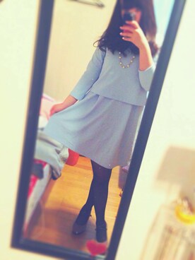 「#ブルー」｜「アイテム（ワンピース/ドレス）」を使った、ひろみさん（レディース・166cm）の春コーディネート