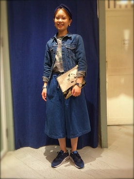 「BEAMS BOY（ビームスボーイ）のアイテム（デニムジャケット）」を使った、ASAMI OKANOさん（レディース・160cm）の夏コーディネート